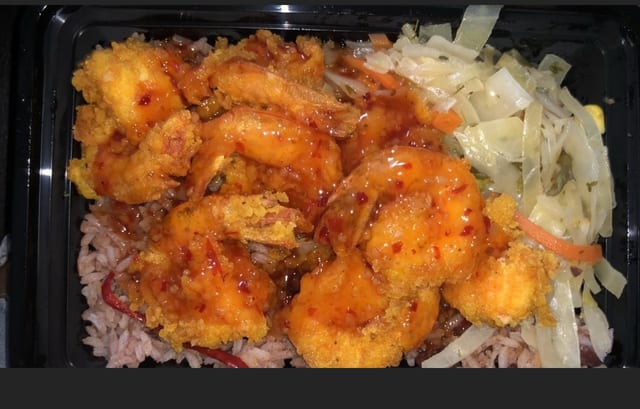 Medium Sweet Chili Shrimp Meal.