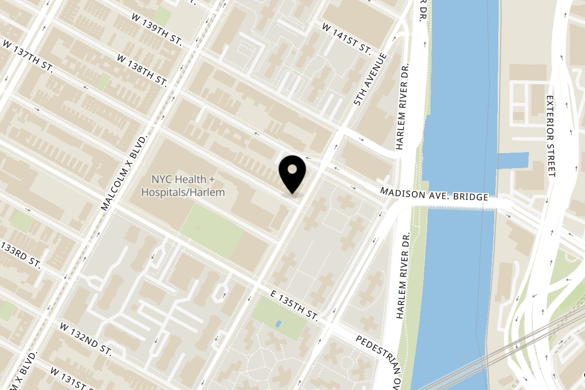 Map showing the location of Island Crave on 1 W 137th St in New York